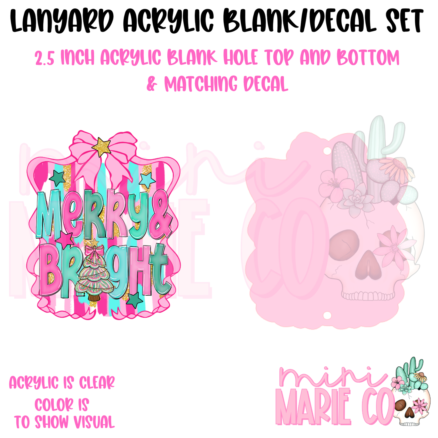 Pink Merry and Bright Lanyard Set