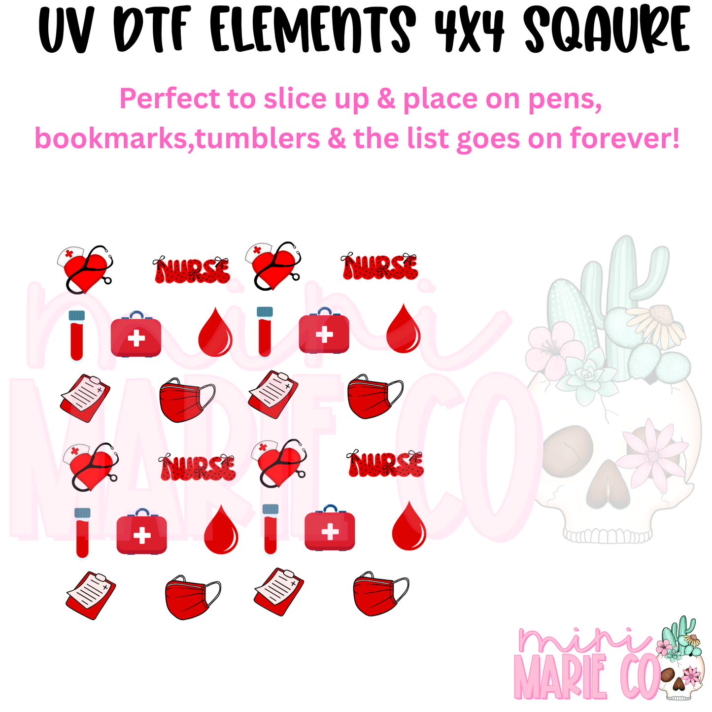 Nurse Red Element Square UV DTF