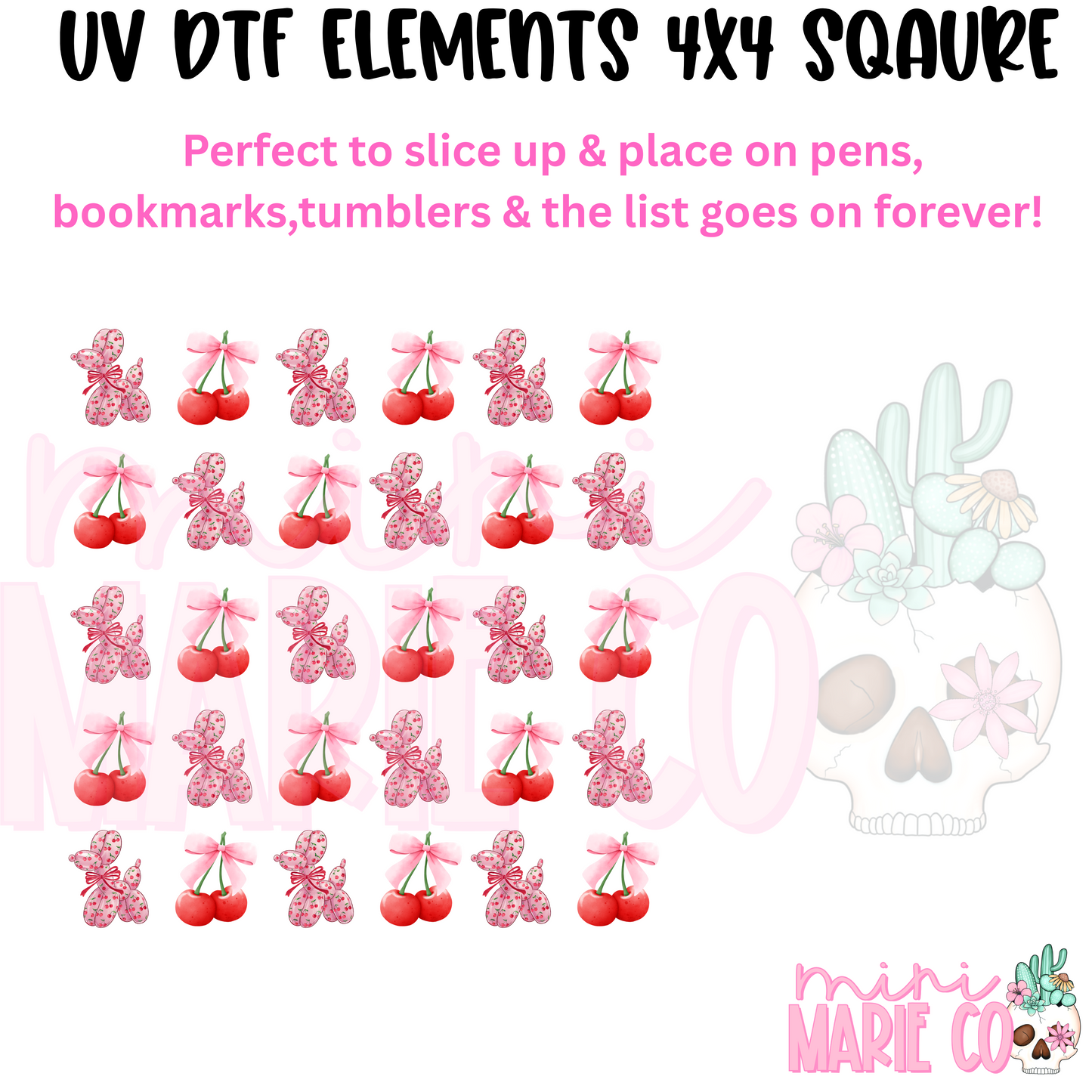 Cherry Balloon Dog Element Square UV DTF