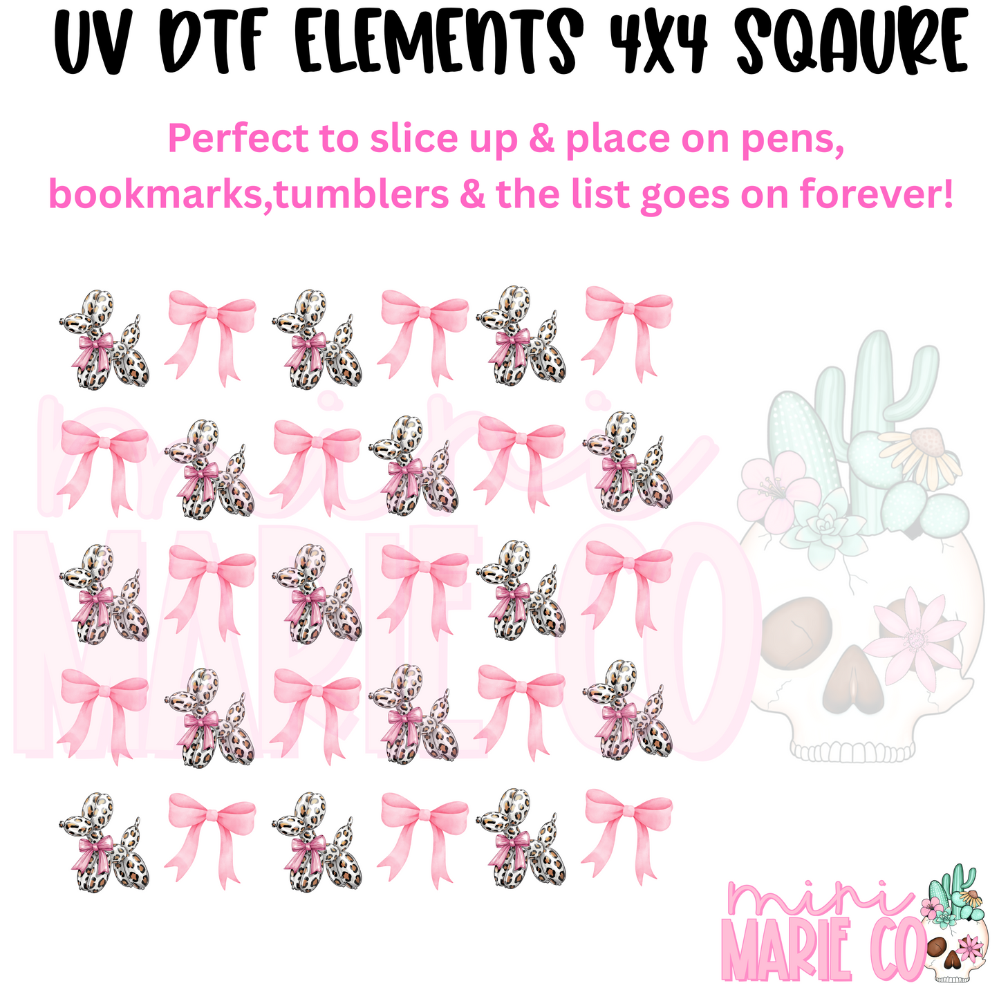 Leopard Balloon Dog Element Square UV DTF