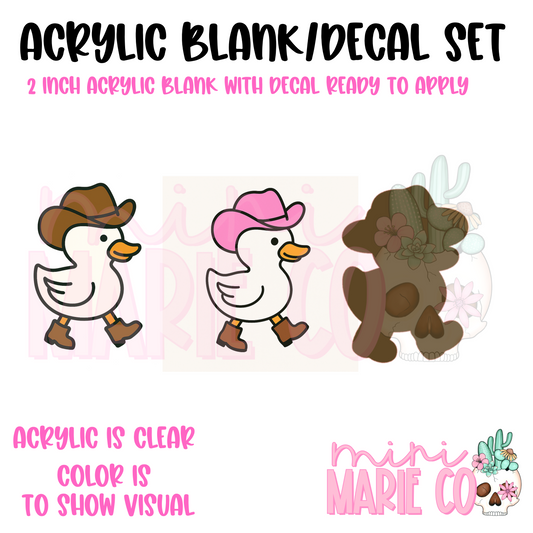 Cowgirl/Cowboy Goose Acrylic Blank/Decal Set