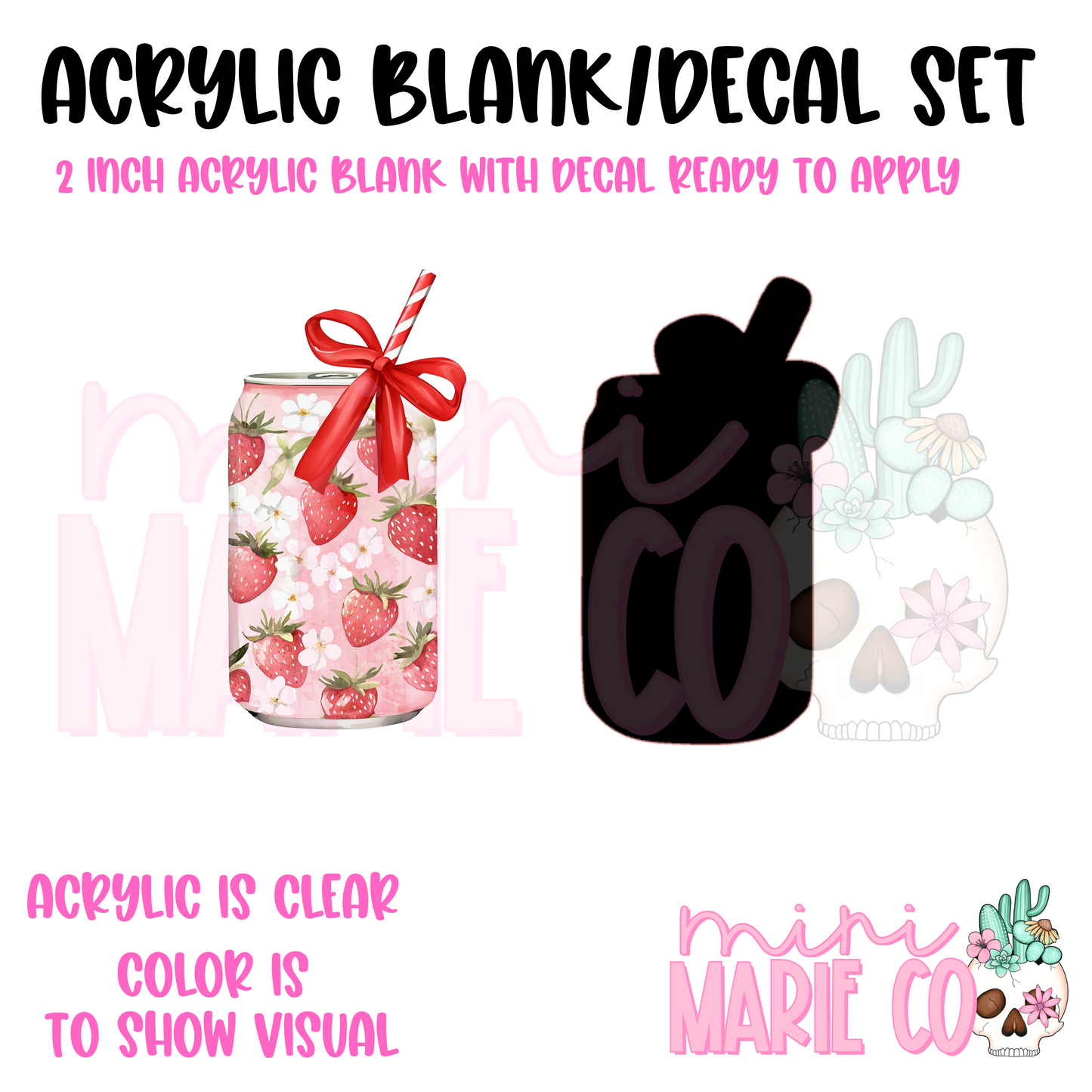 Strawberry Soda Coquette Acrylic Blank/Decal Set