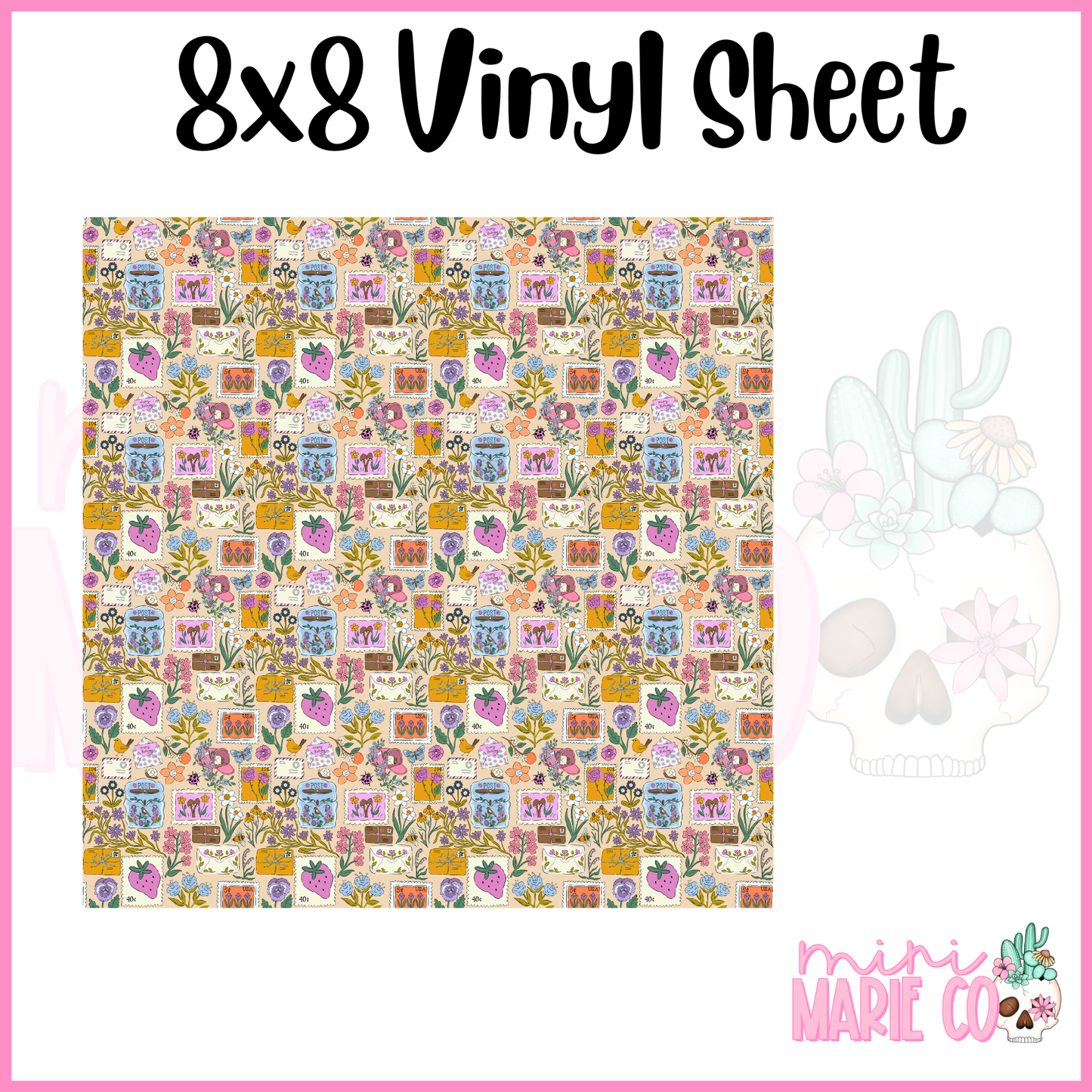 Cute Postage Stamps Vinyl Sheet 8x8