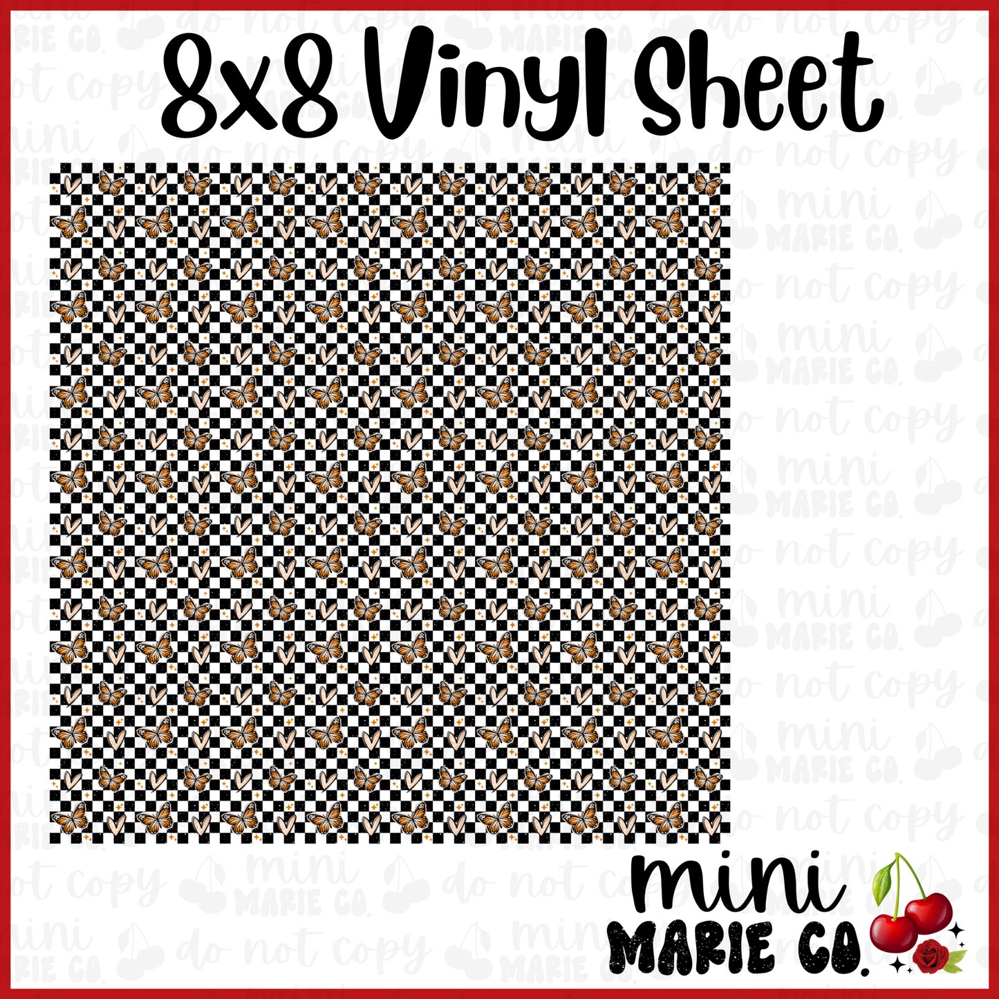 Checkered Butterfly Vinyl Sheet 8x8