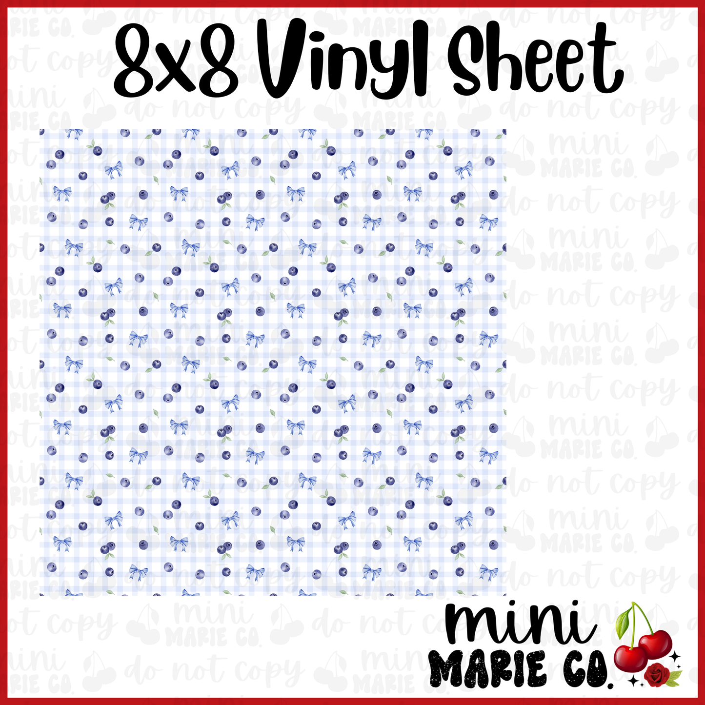 Blueberry Checkered Vinyl Sheet 8x8