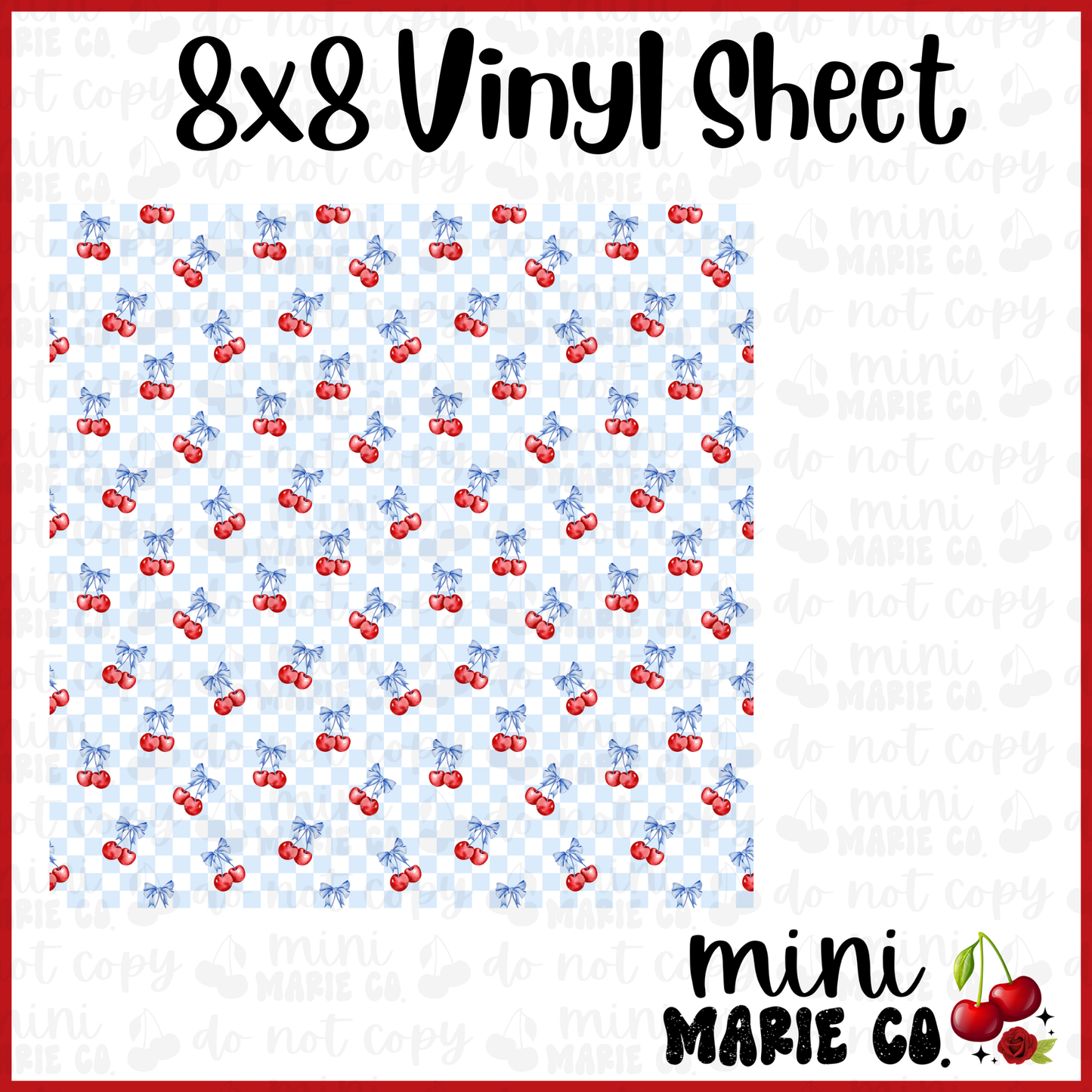 Blue Cherry Checkered Vinyl Sheet 8x8