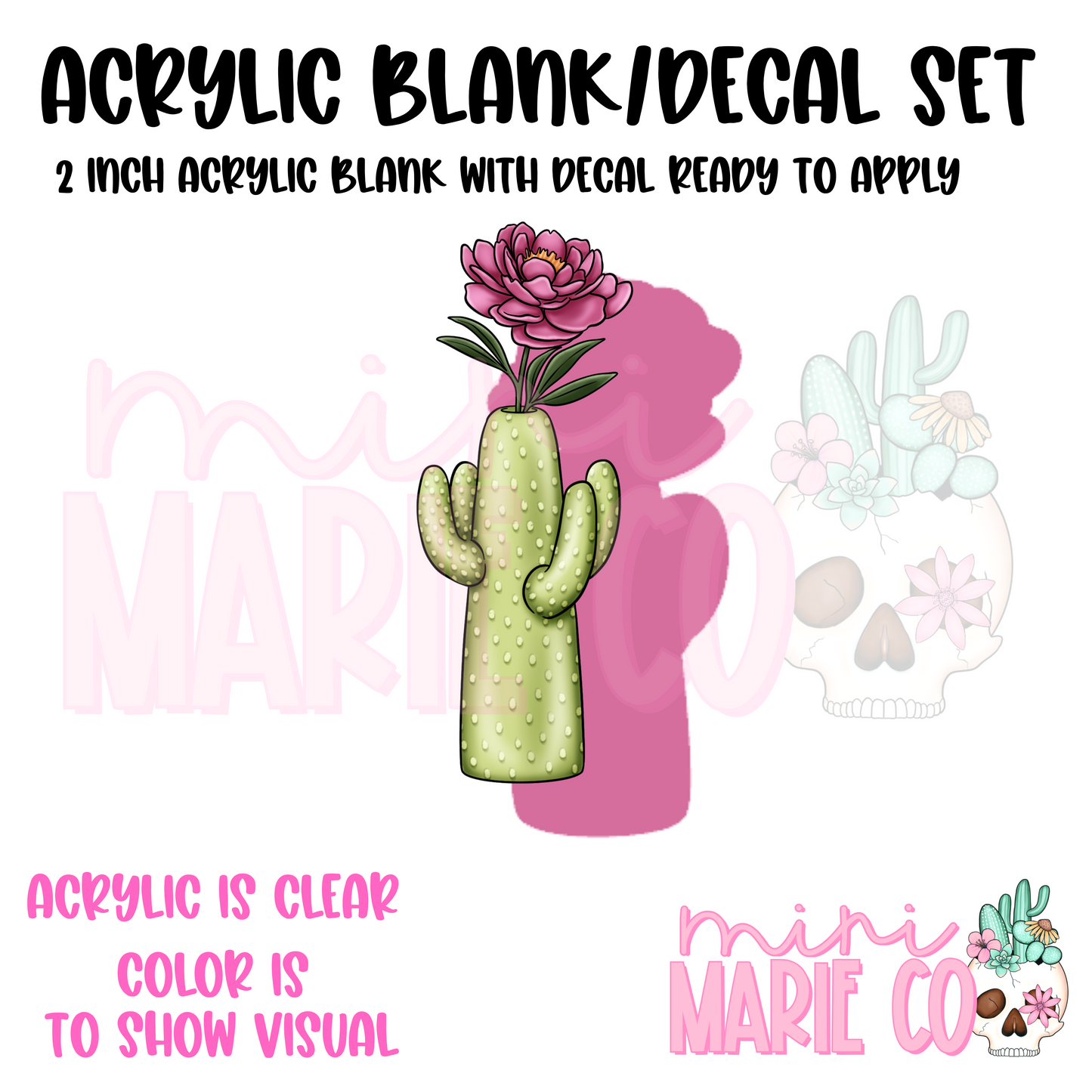 Cactus Vase Acrylic Blank/Decal Set