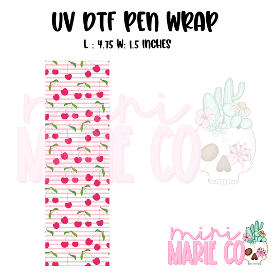 Cherry Stripe UV DTF PenBookmark Wrap
