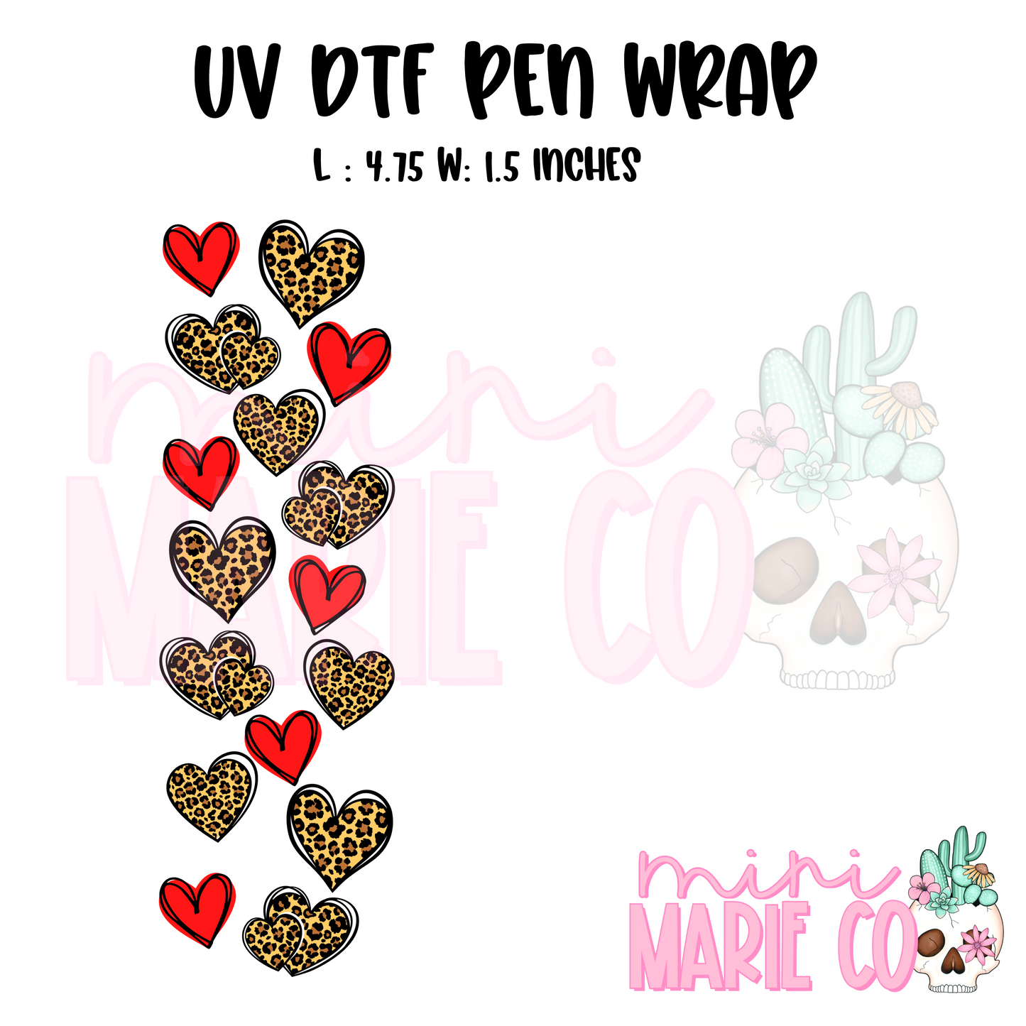 Cheetah Red Heart UV DTF Pen Wrap