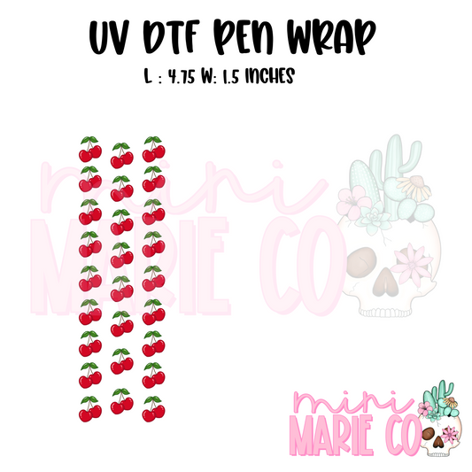 Red Cherry UV DTF Pen/Bookmark Wrap