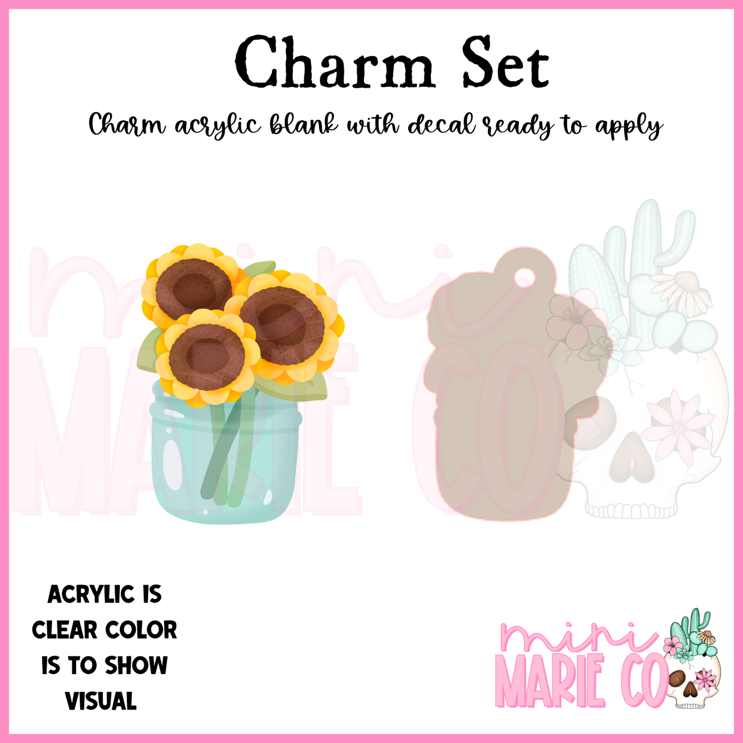 Sunflower Mason Jar Charm/Decal