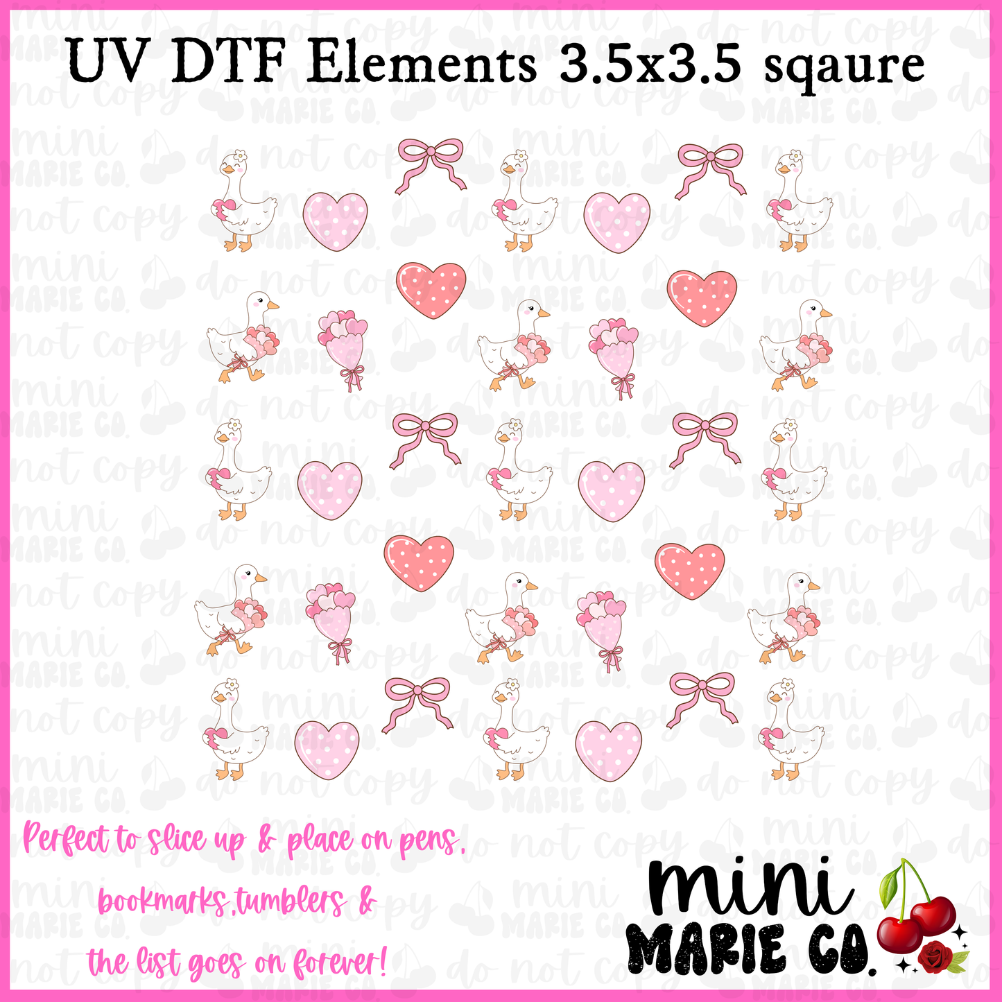 Heart Goose Element Square UV DTF