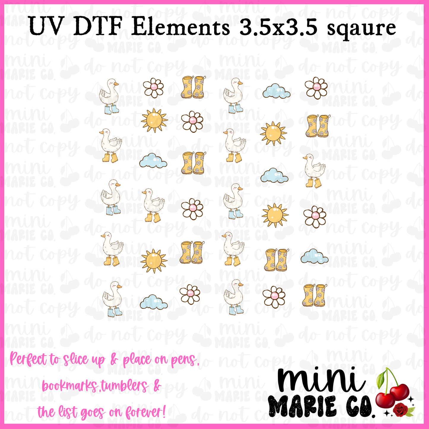 Goose in Rainboots Element Square UV DTF
