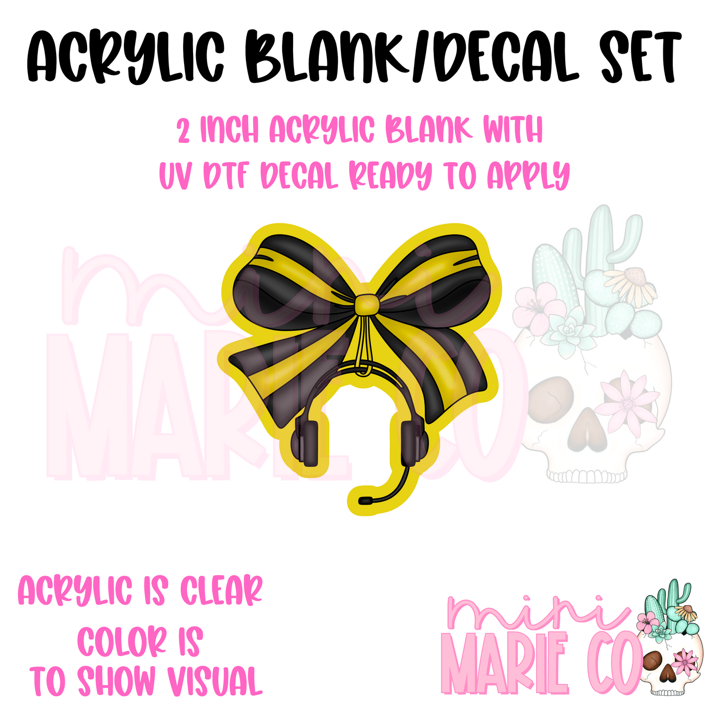 911 Dispatcher Bow Acrylic Blank/ UV DTF Decal Set