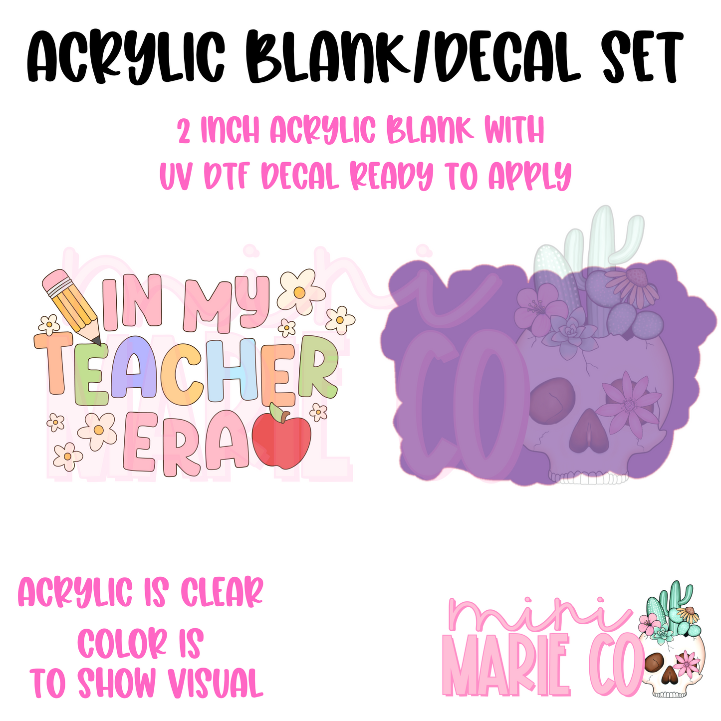 In My Teacher Era Acrylic Blank/ UV DTF Decal Set
