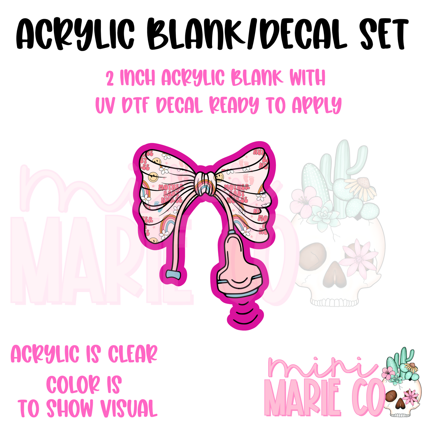 Mother Baby Ultrasound Wand Acrylic Blank/UV DTF Decal Set
