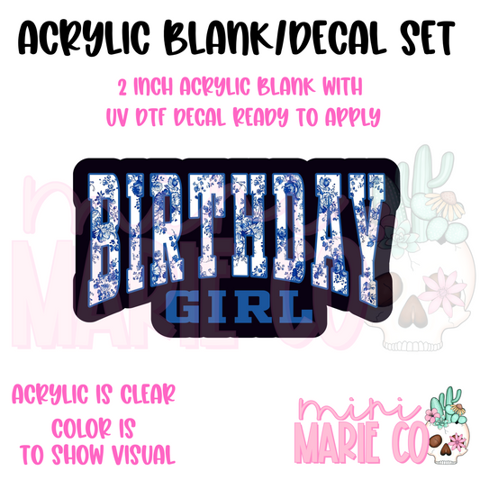 Birthday Girl Acrylic Blank/UV DTF Decal Set