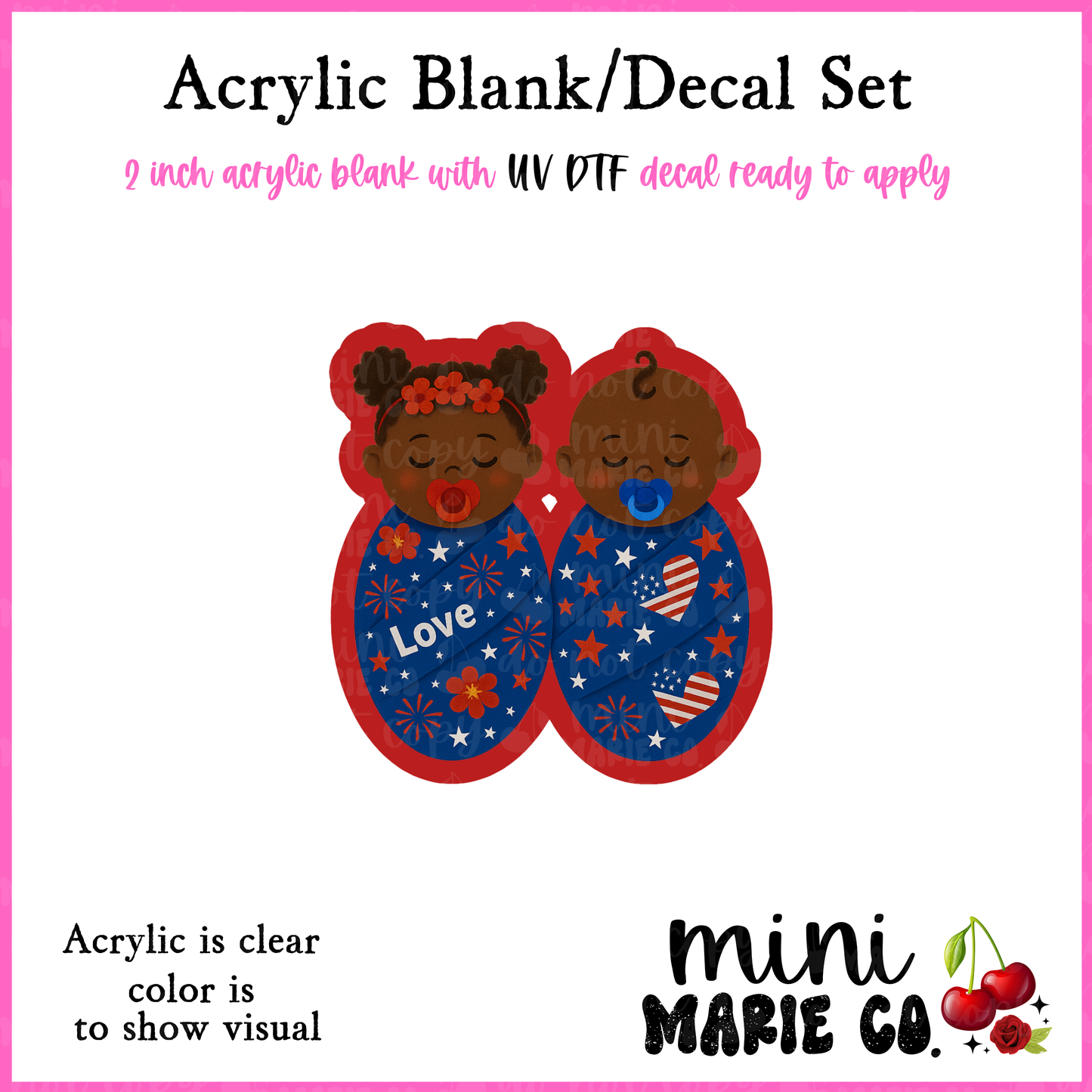 Fourth of July Babies Acrylic Blank/ UV DTF Decal Set