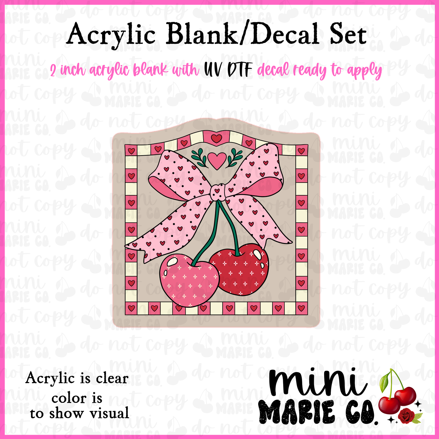Cherry Vintage Frame Acrylic Blank/ UV DTF Decal Set