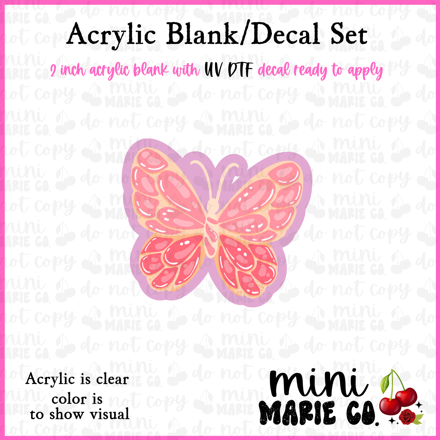 Butterfly Pan Dulce Acrylic Blank/ UV DTF Decal Set