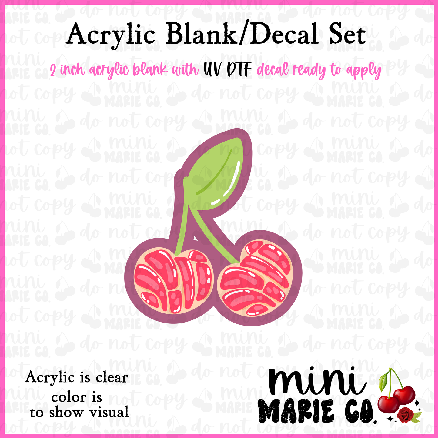 Cherry Pan Dulce Acrylic Blank/ UV DTF Decal Set