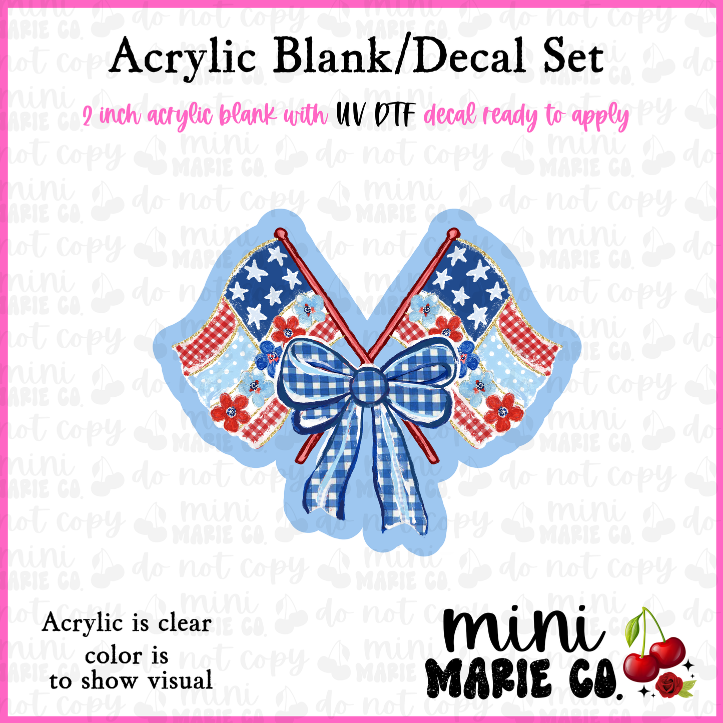 4th Flags Acrylic Blank/ UV DTF Decal Set