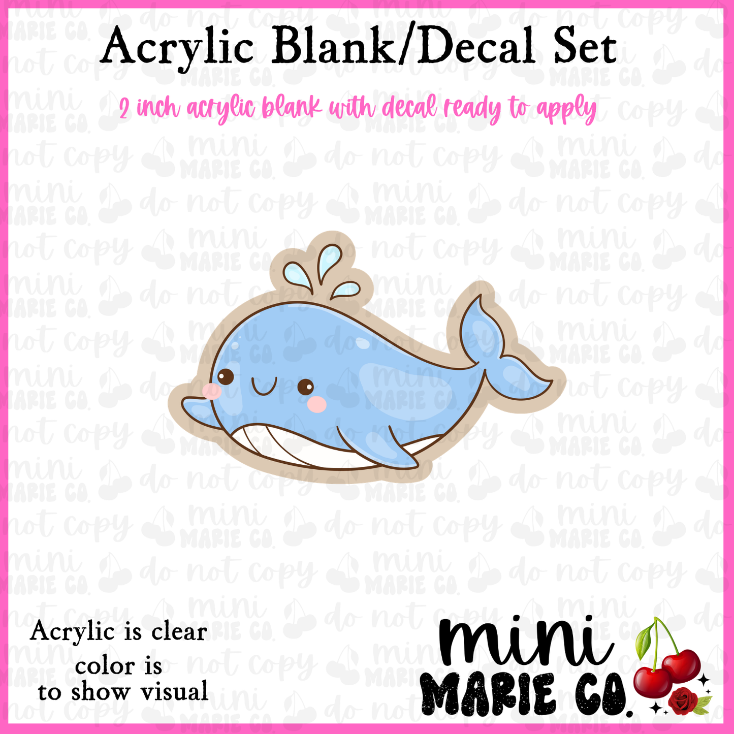 Ocean Animals Whale Acrylic Blank/Decal Set