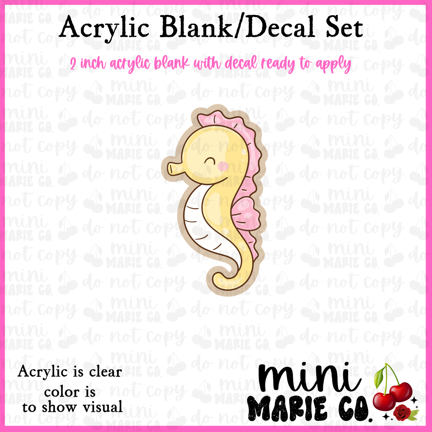 Ocean Animals Seahorse Acrylic Blank/Decal Set