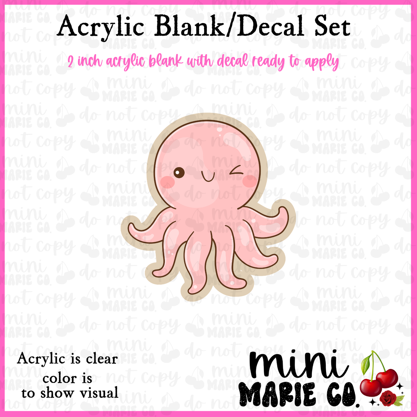 Ocean Animals Octopus Acrylic Blank/Decal Set