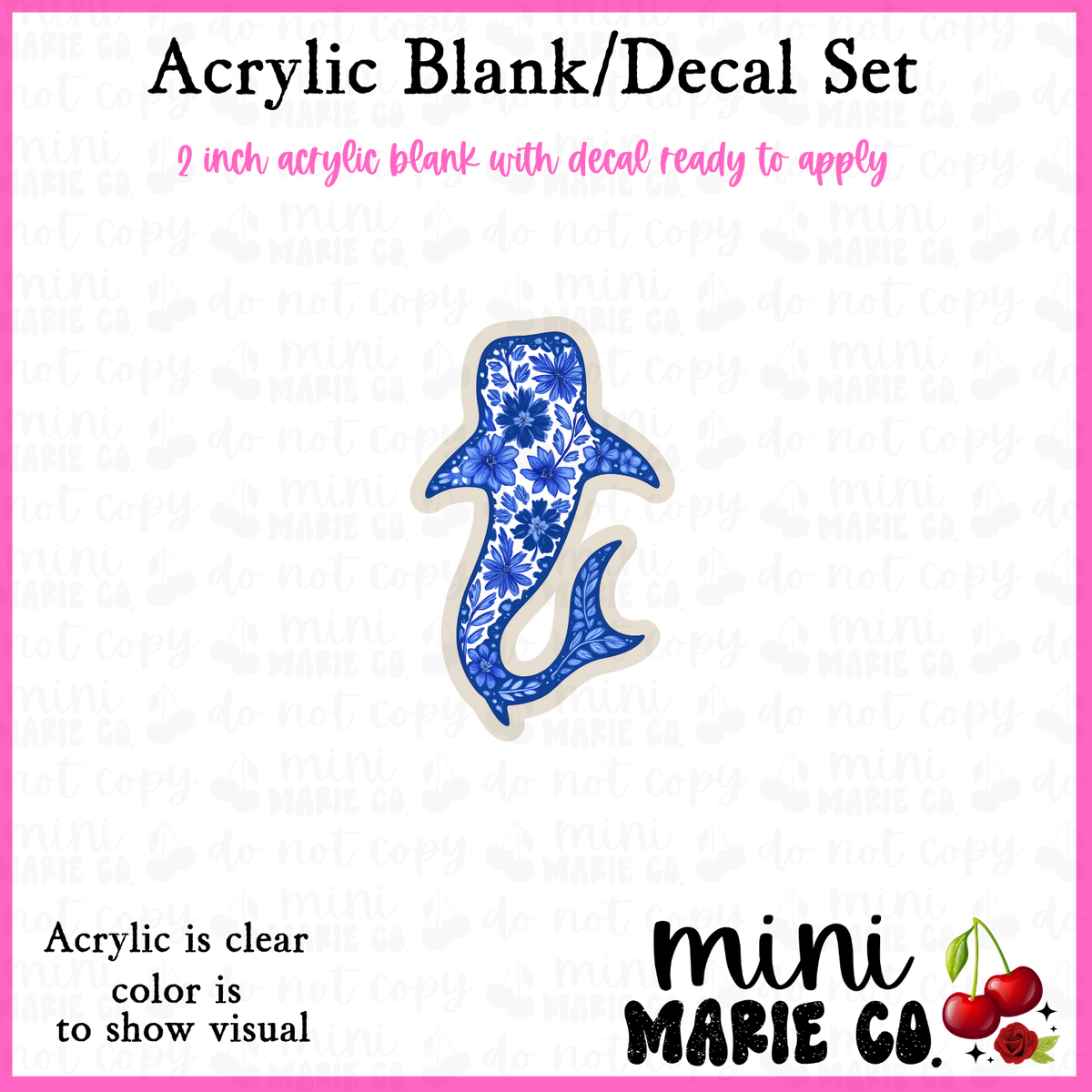 Floral Whale Acrylic Blank/Decal Set