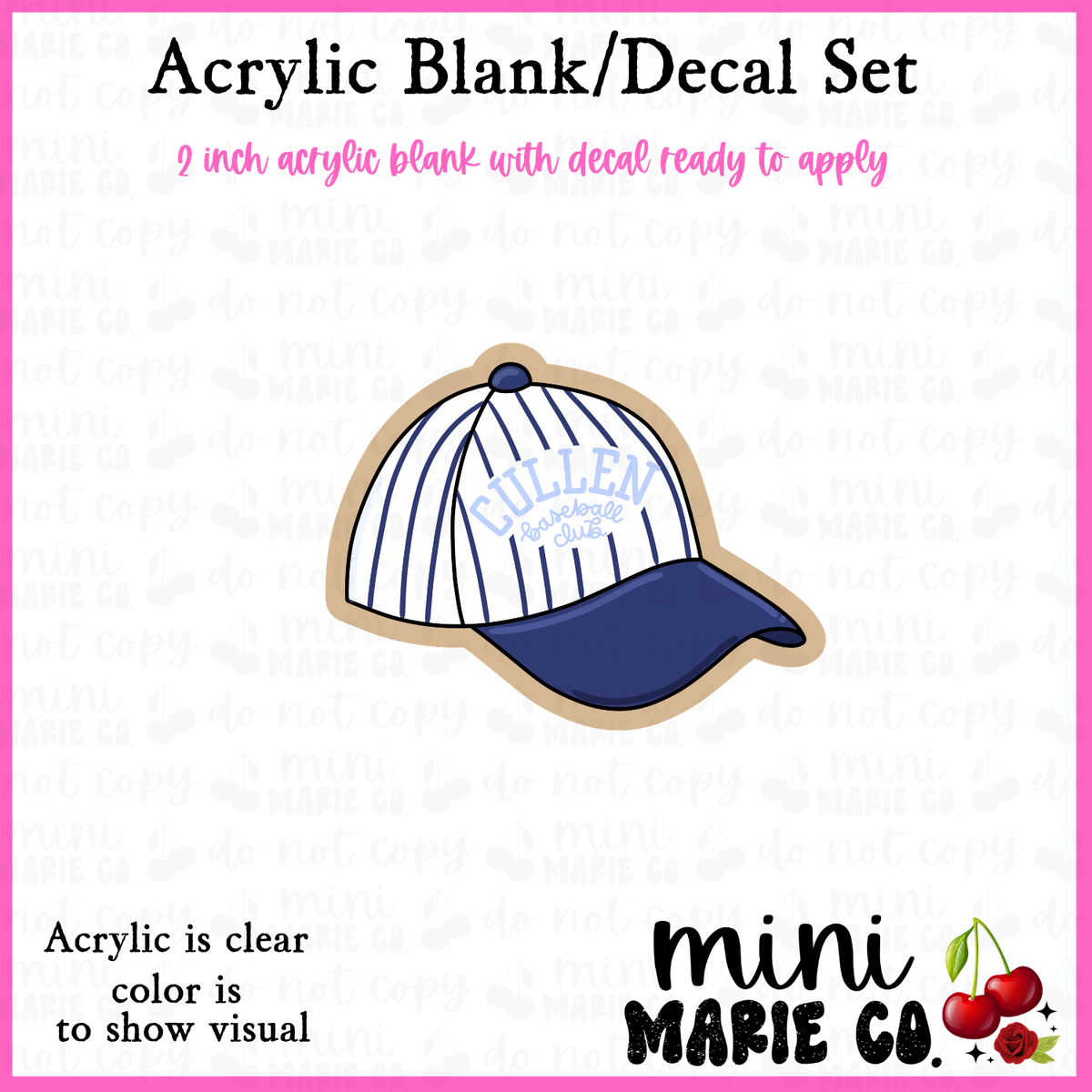 Cullen Hat Acrylic Blank/Decal Set