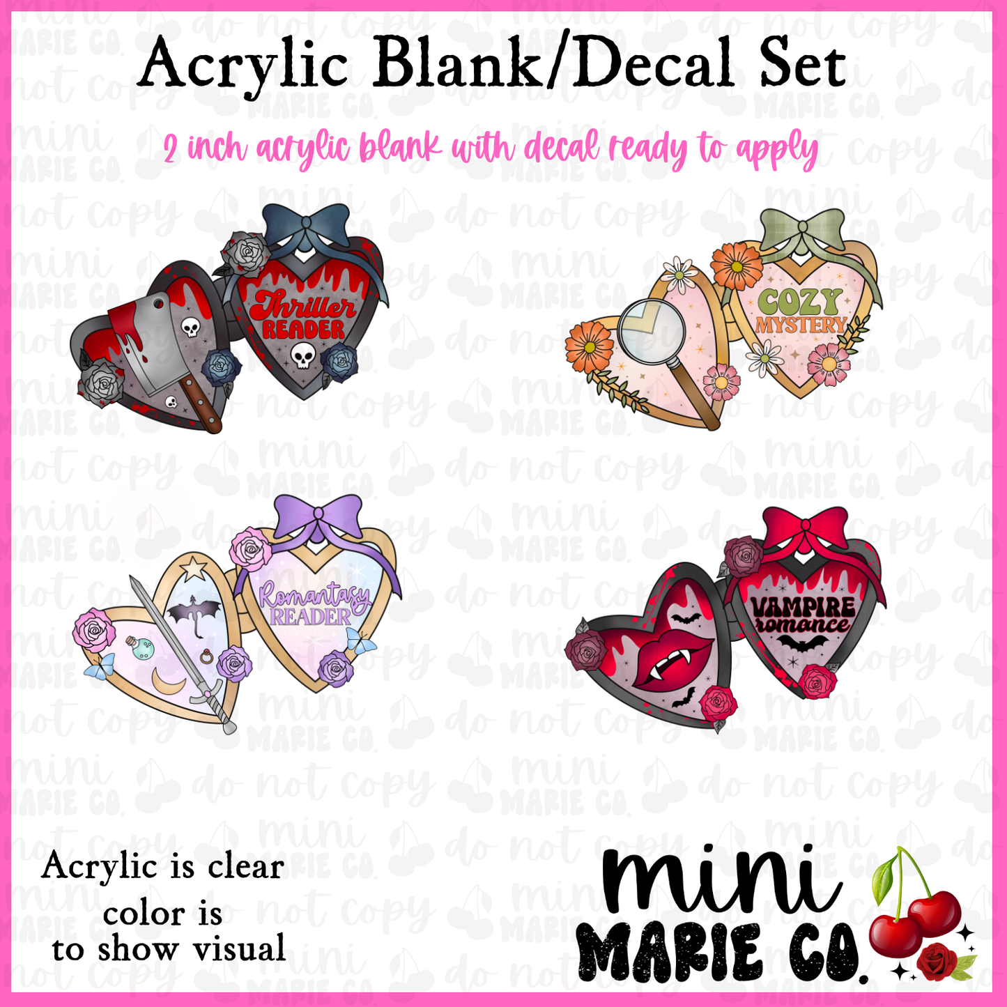 Book Lockets Acrylic Blank/Decal Set
