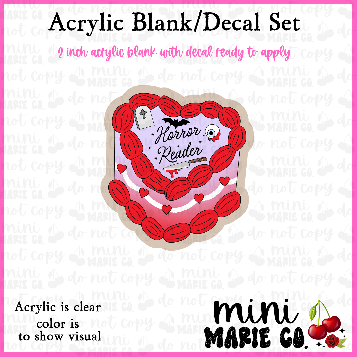 Horror Reader Cake Acrylic Blank/Decal Set