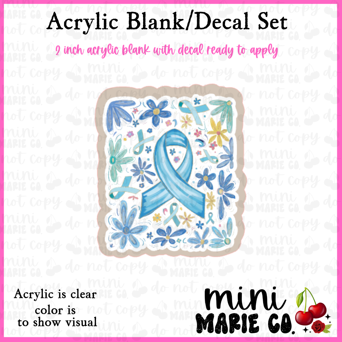 Floral Ribbon Diabetes Acrylic Blank/ Decal Set