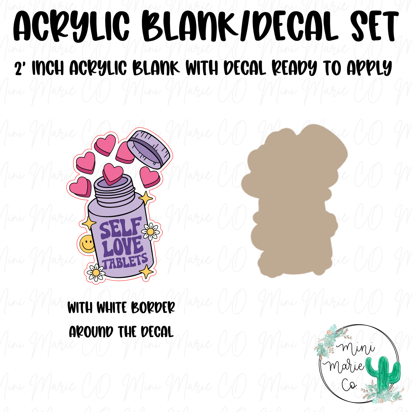 Self Love Tablets Acrylic Blank/Decal Set