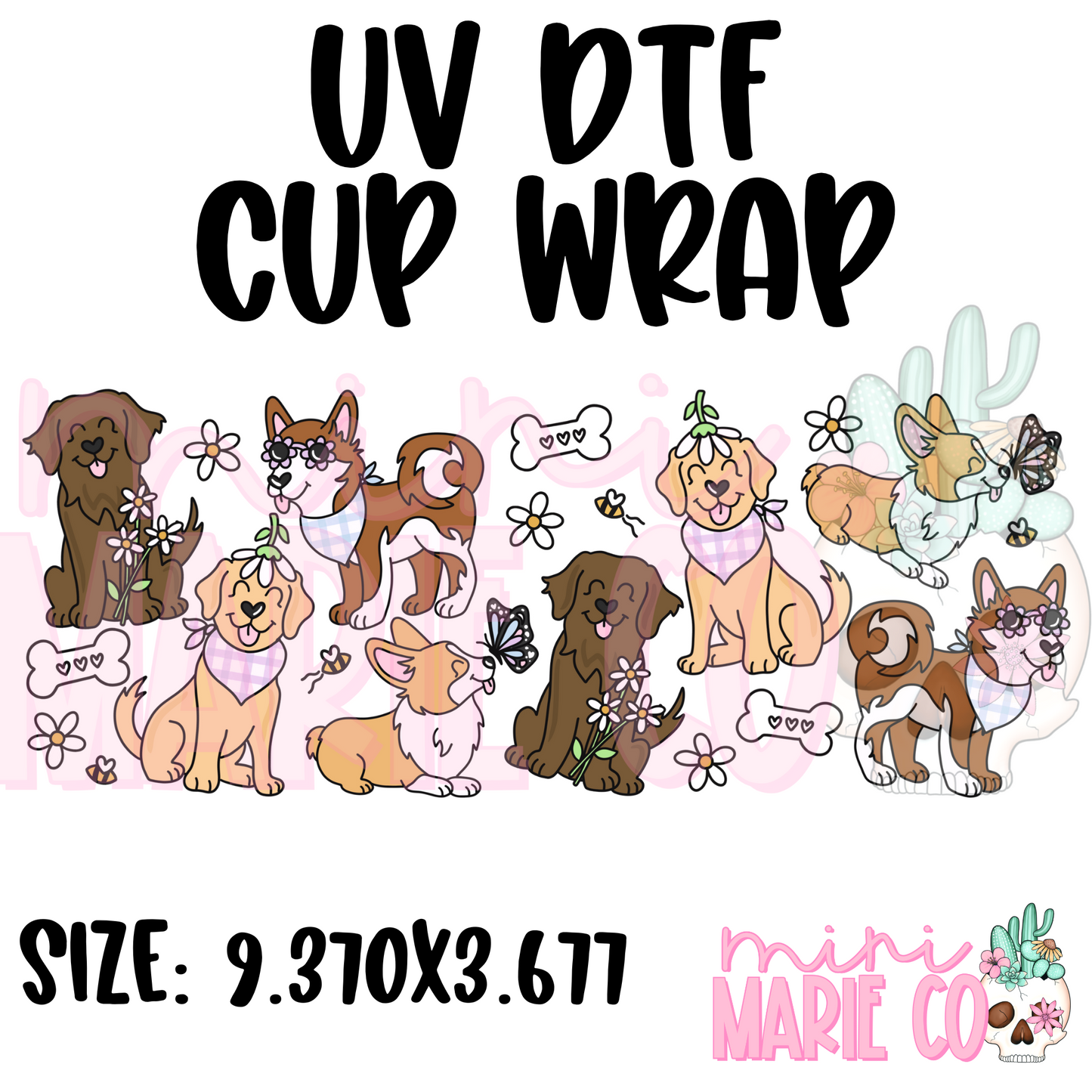 Spring Dogs UV DTF Cup Wrap