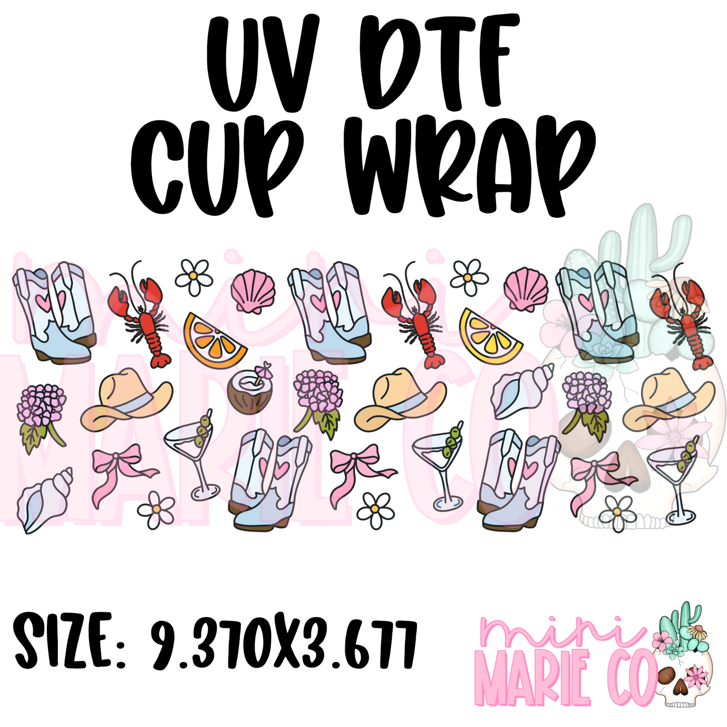 Beachy Dogs UV DTF Cup Wrap