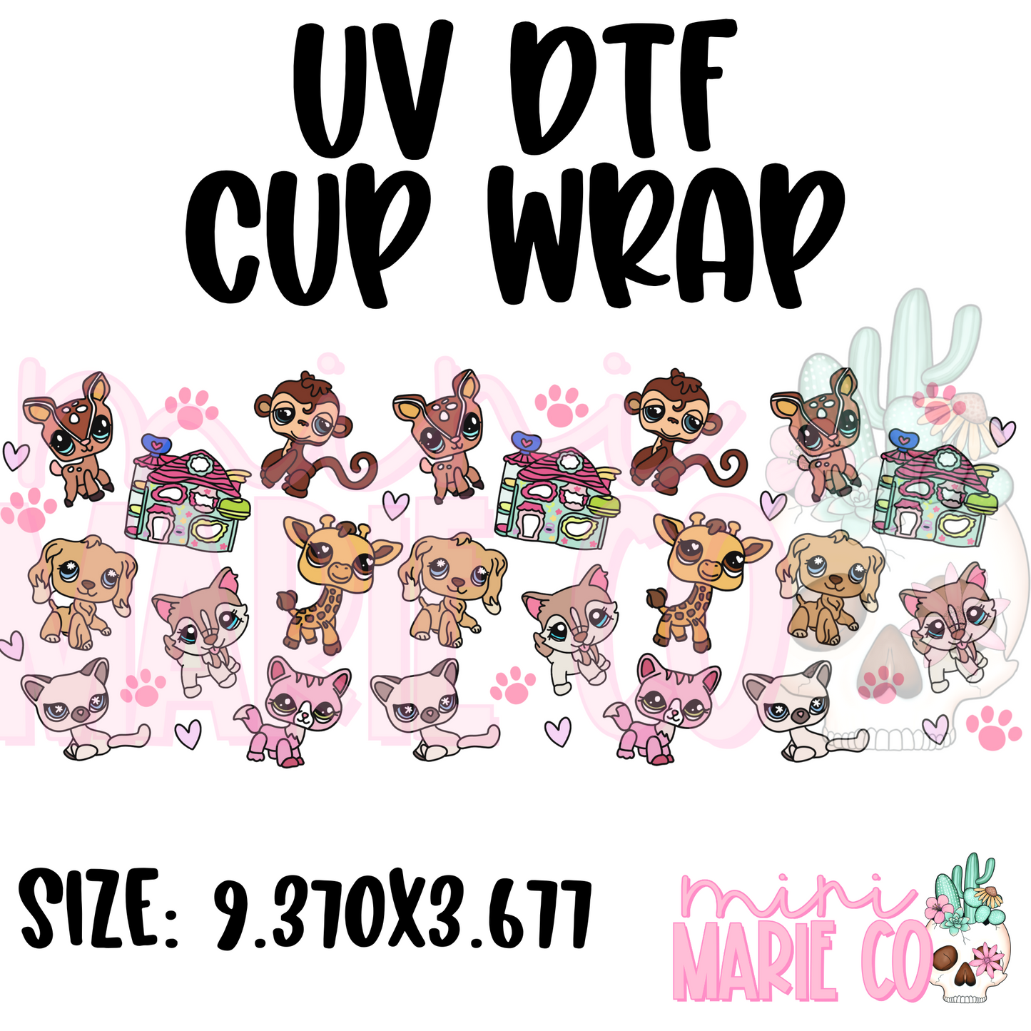 Animal Cutie Figures UV DTF Cup Wrap