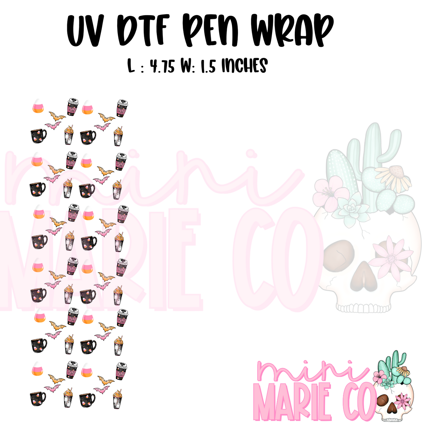 Spooky Coffee and Candy UV DTF Pen/Bookmark Wrap