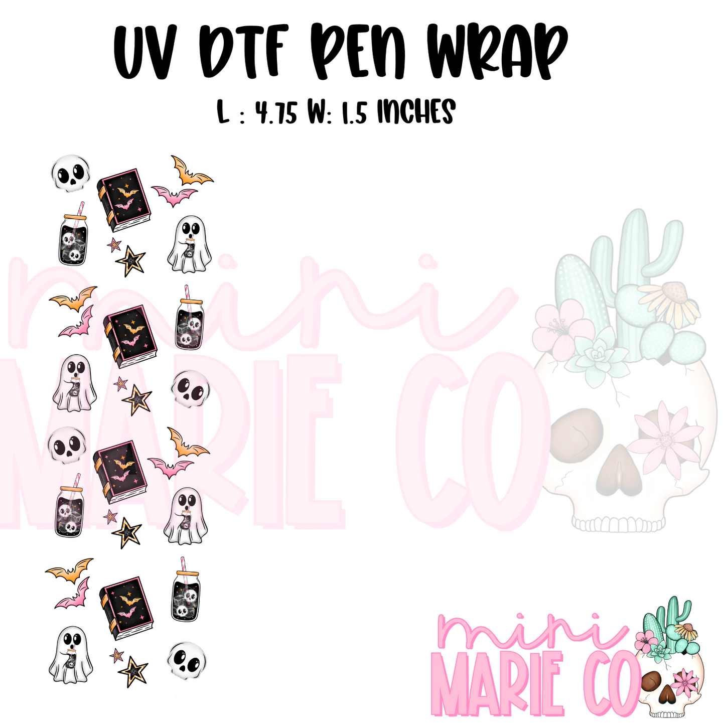 Spooky Books and Coffee UV DTF Pen/Bookmark Wrap