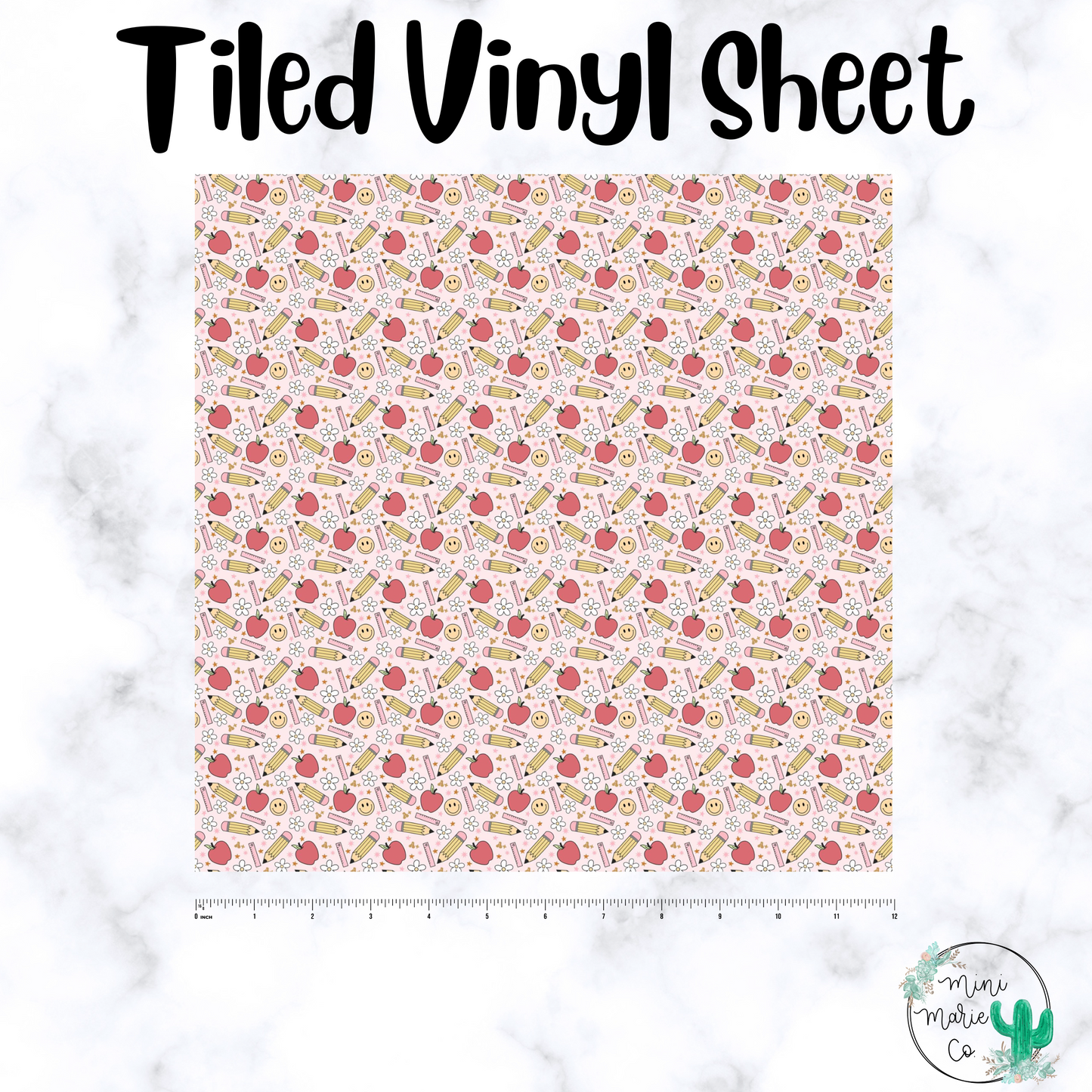 Pencil Apple Teacher Vinyl Sheet 12x12