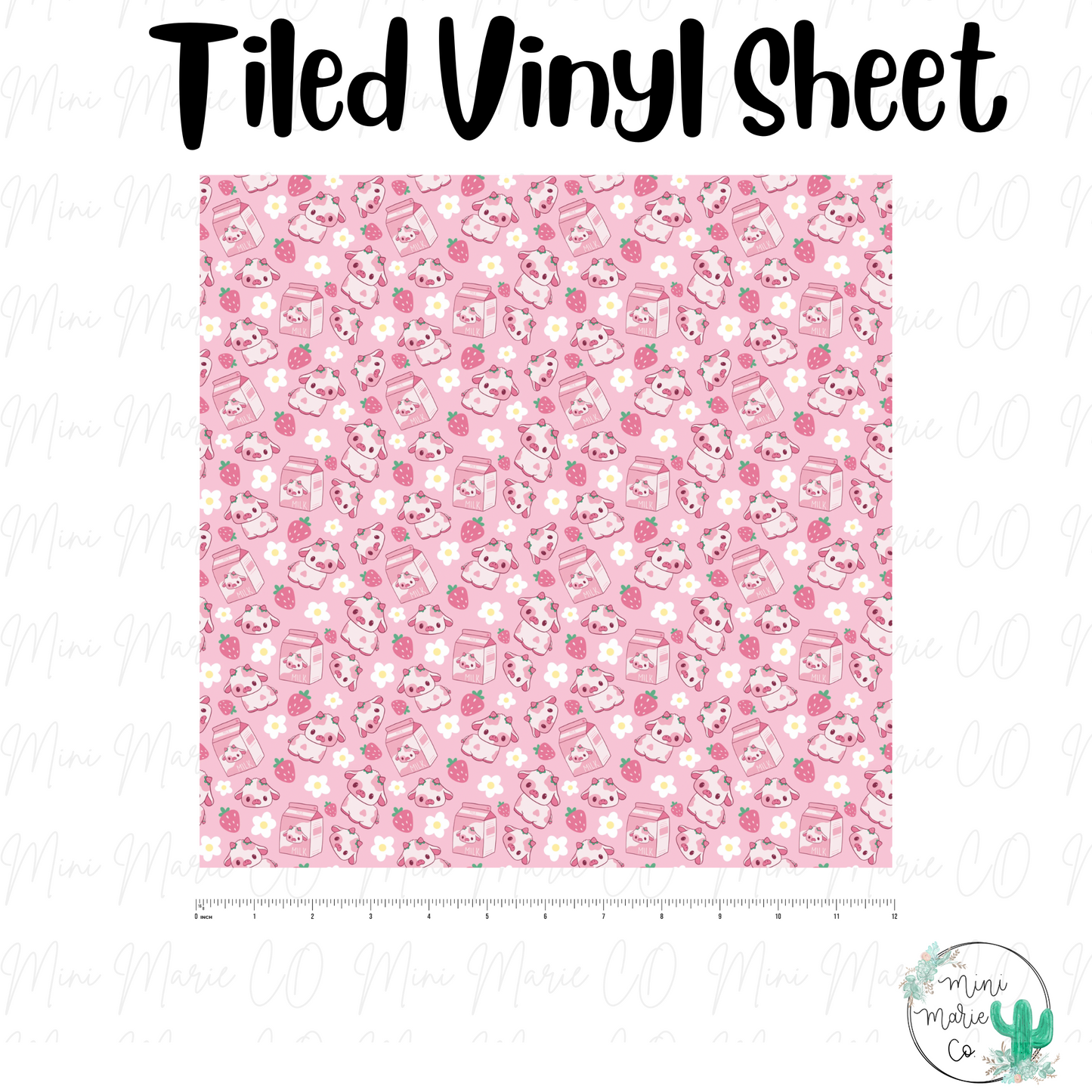 Strawberry Cow Vinyl Sheet 12x12