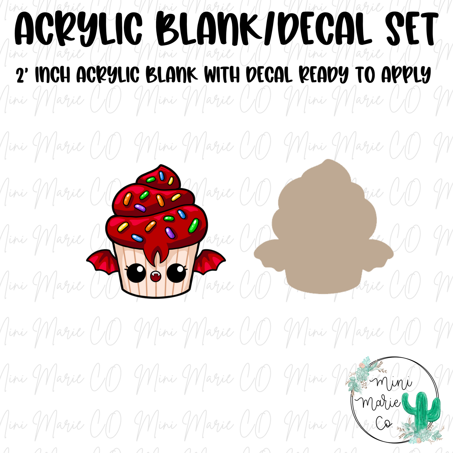 Batty Cupcake Acrylic Blank/Decal Set