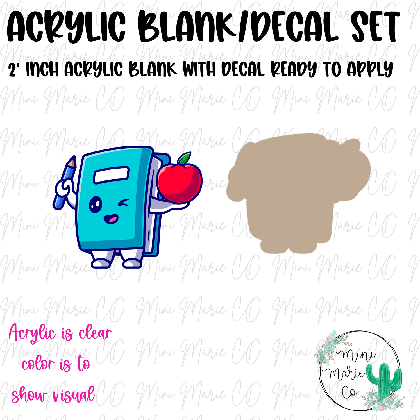 Book Apple Acrylic Blank/Decal Set