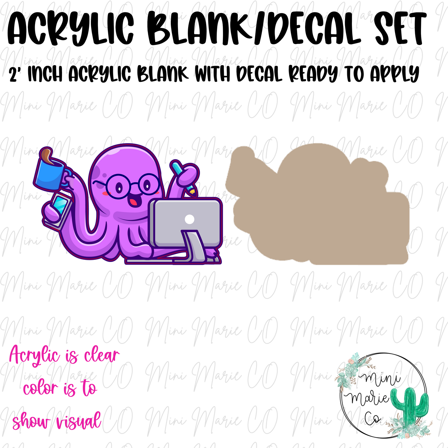 Octopus Computer Acrylic Blank/Decal Set