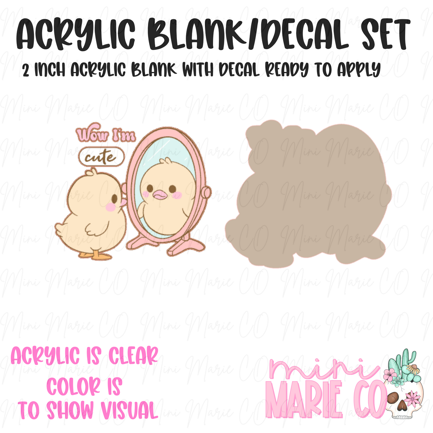 Wow I'm Cute Acrylic Blank/Decal Set