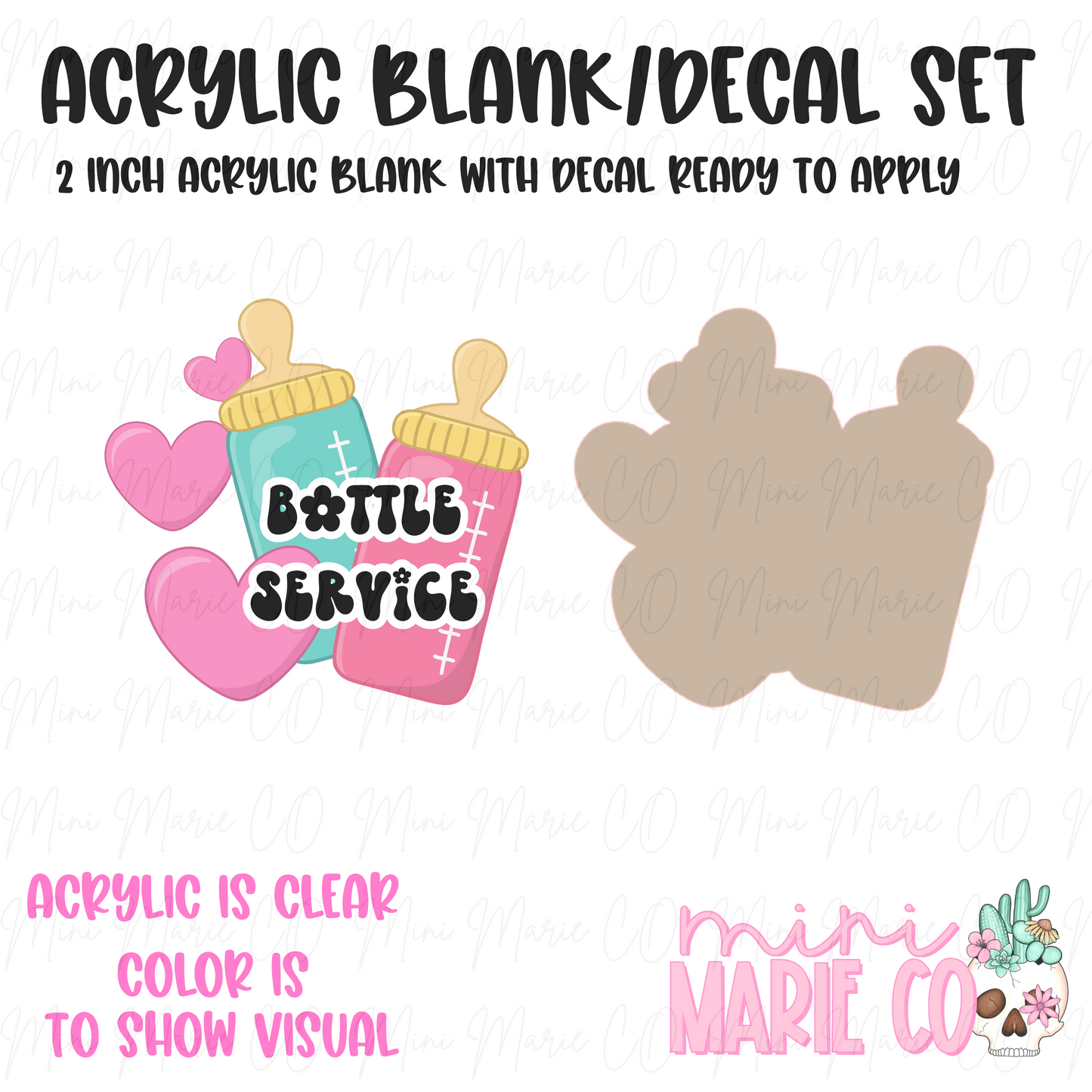 Bottle Service Acrylic Blank/Decal Set