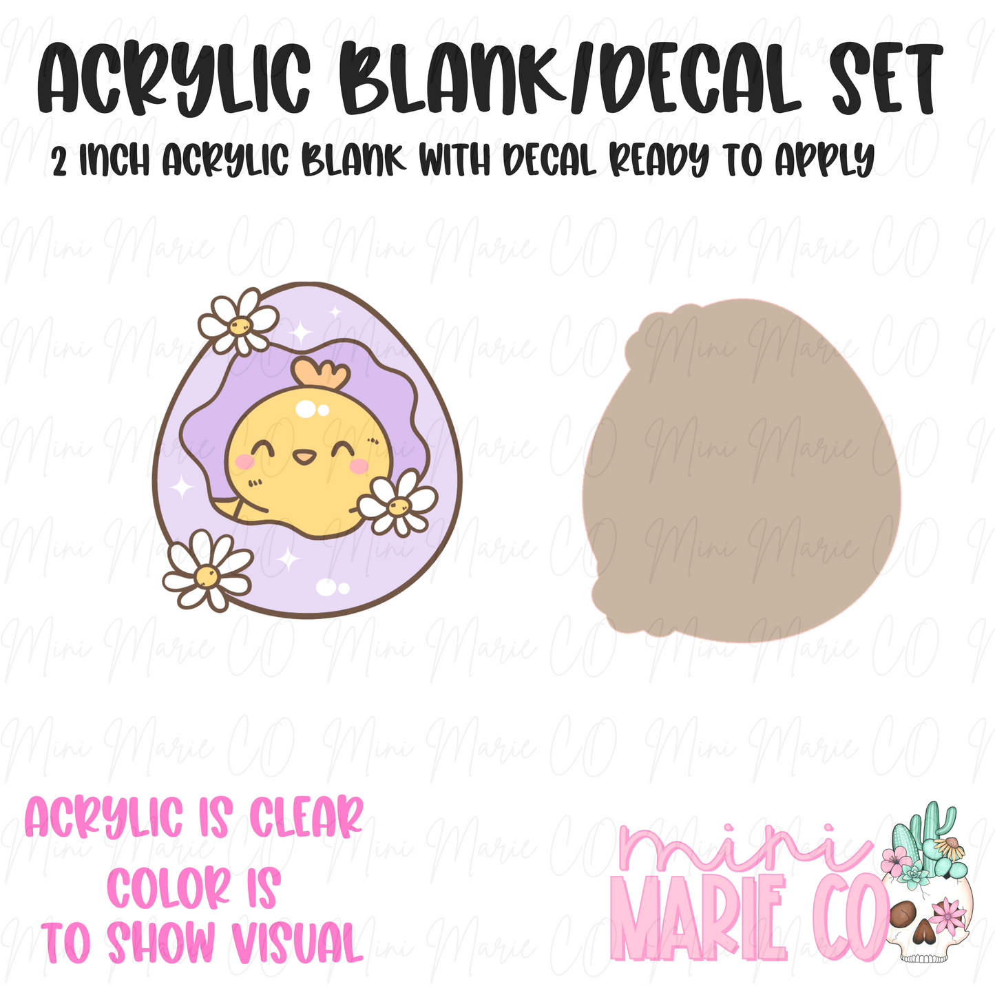 Chick in Egg Acrylic Blank/Decal Set