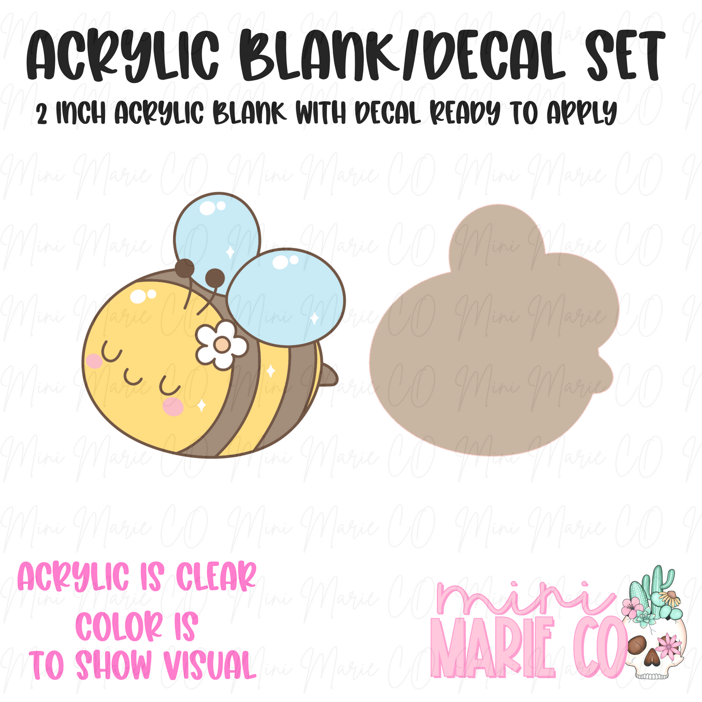 Honey Bee Acrylic Blank/Decal Set
