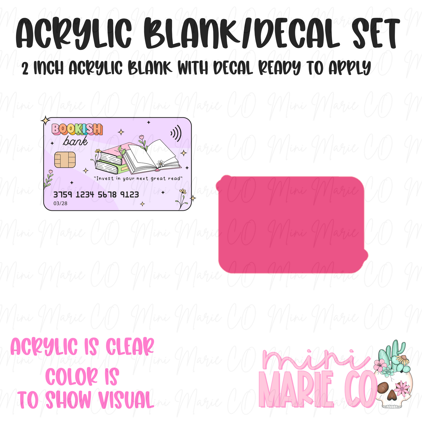 Bookish Card Acrylic Blank/Decal Set